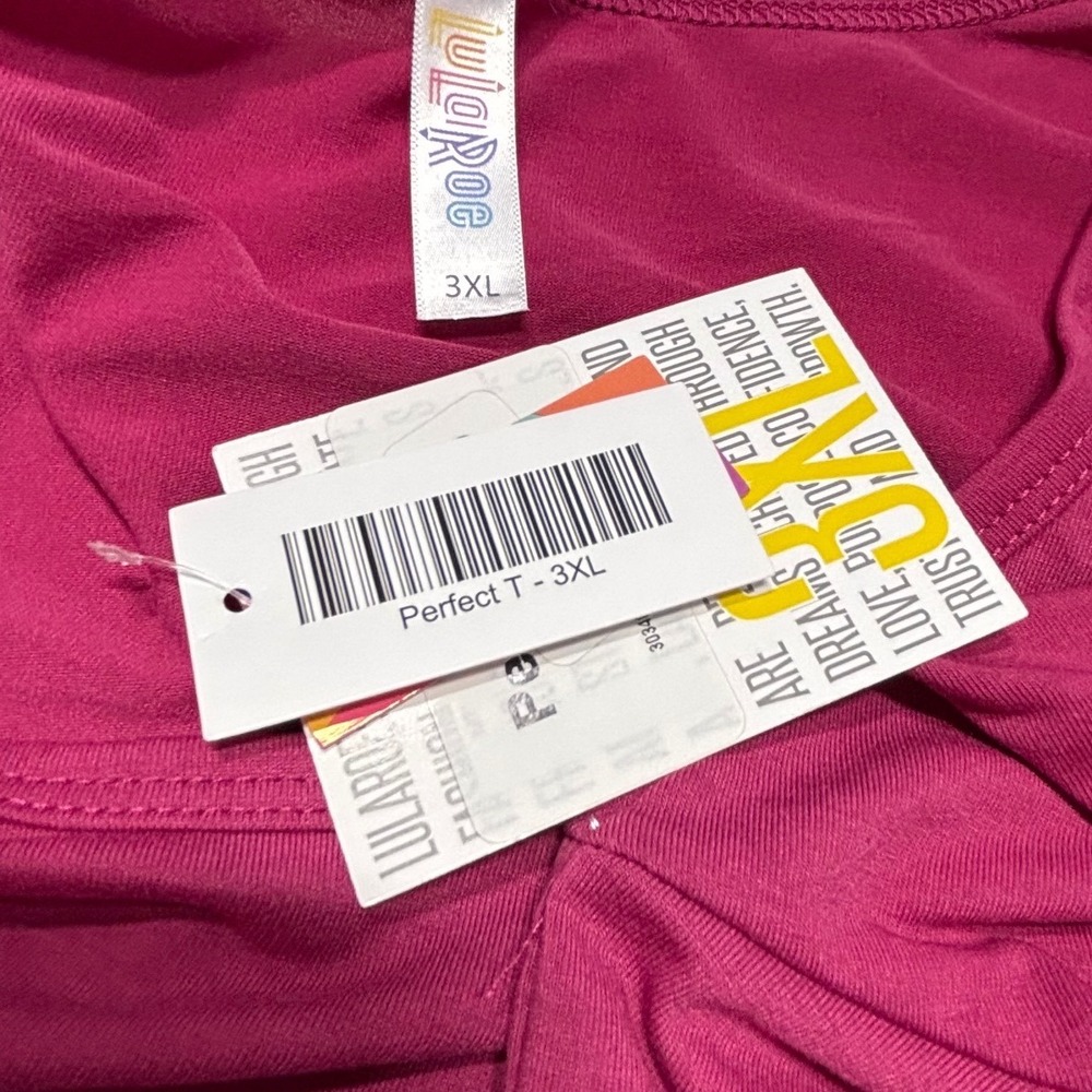 LuLaRoe Womens Top Size 3XL Perfect T Magenta Pink Tunic Short Sleeve NWT USA - Picture 2 of 4